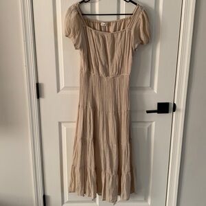 Women's Summer Flutter Short Sleeve Midi Dress Casual Tiered Flowy Dresses